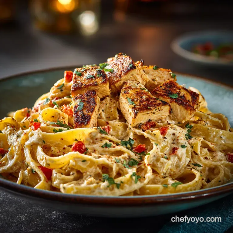 Creamy Cajun Chicken Alfredo Pasta the Ultimate Comfort Dinner presentation