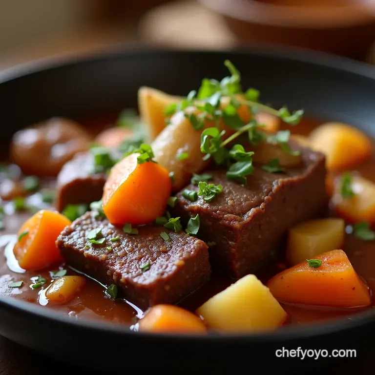 The Sunday Roasts Winter Cousin Proper Slowcooked Beef Stew with Root Vegetables presentation