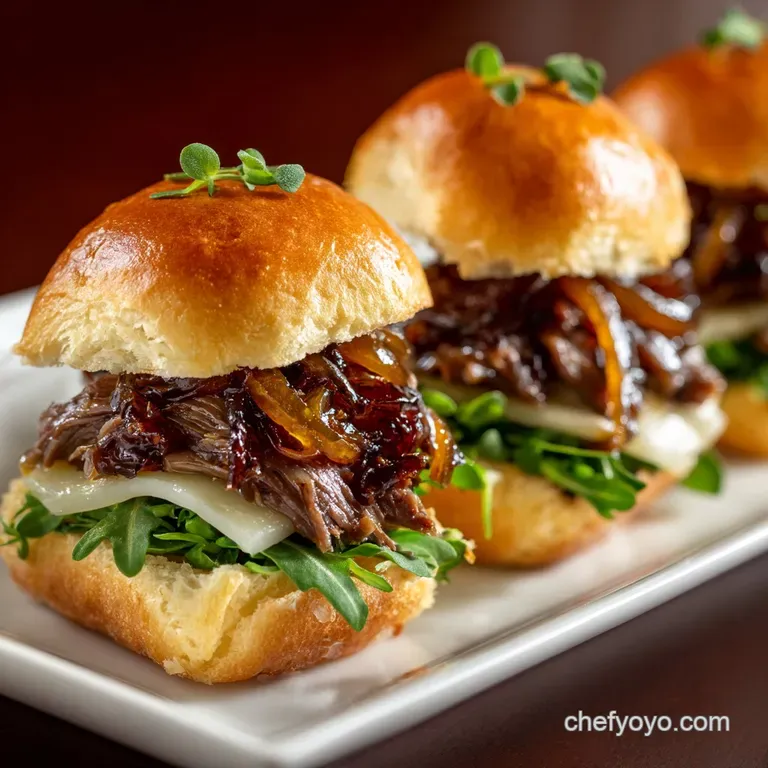 Sliders: the Pub Classic Beef Recipe with Velvety Cheddar Sauce presentation