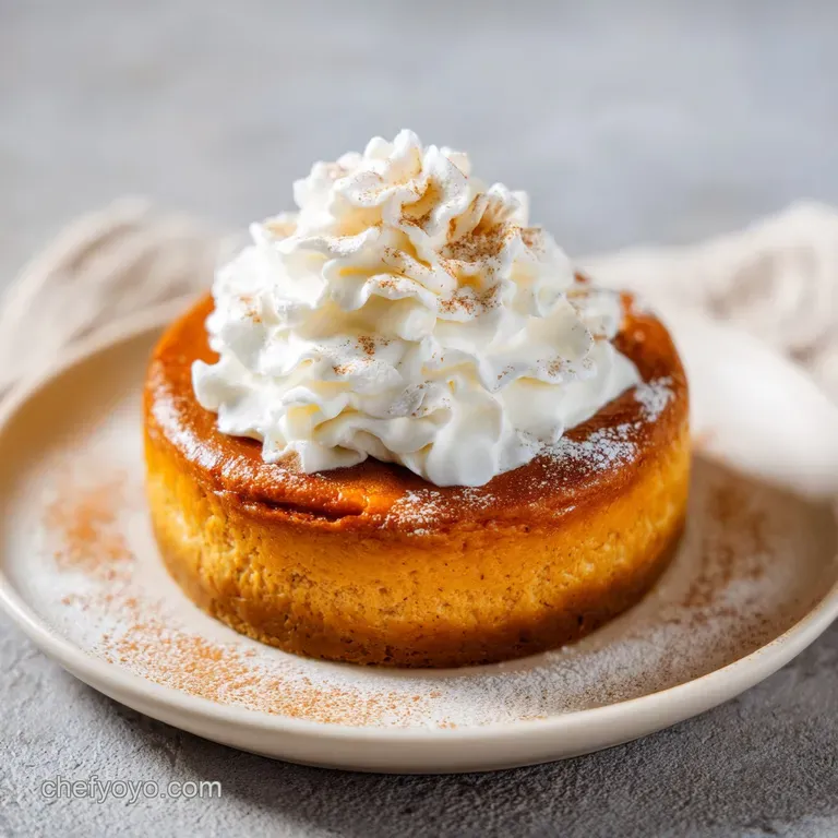 A slice of layered pumpkin cake and cheesecake, glistening and smooth, artfully arranged on a white plate.