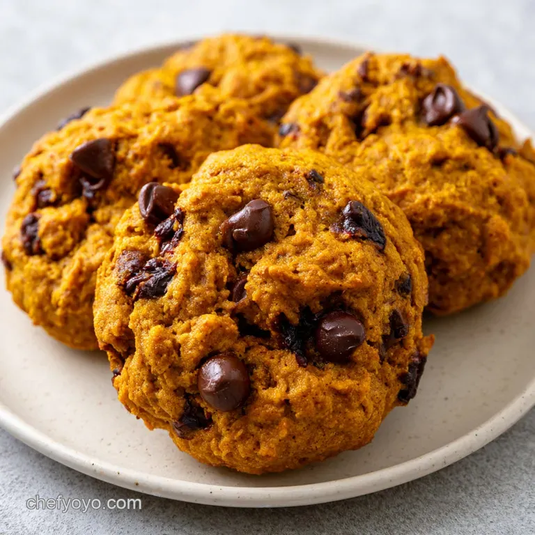 A stack of soft orange cookies on a white ceramic plate, dusted with cinnamon and paired with a glass of cold milk.