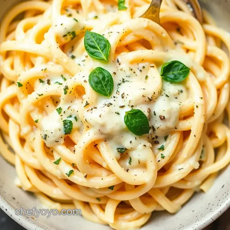 Quick Creamy Pasta Delight with Alfredo Sauce presentation