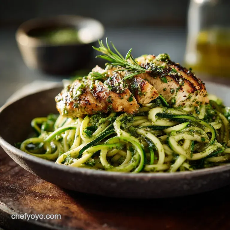 Sunshine on a Plate Quick Pesto Chicken and Zucchini Noodles presentation