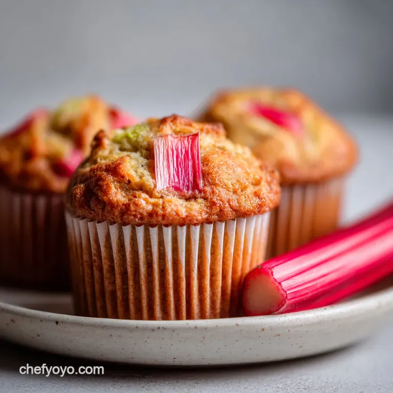 Rhubarb Muffins: Tender Crumb with Oat Topping
