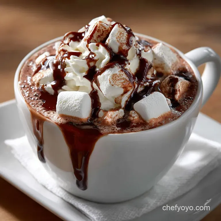 Proper Rich Hot Chocolate with Whipped Cream and Marshmallows