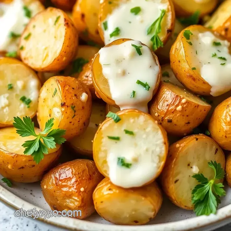 Roasted Baby Potatoes with Creamy Garlic Bliss presentation