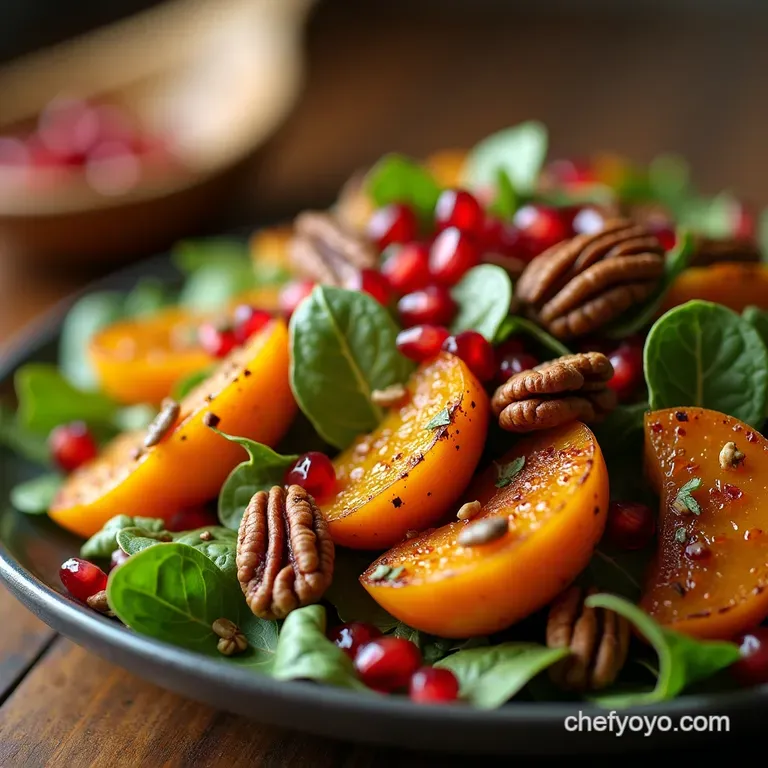 Autumn Jewel Salad Roasted Butternut Squash Pomegranate and Toasted Pecan Salad with MapleDijon Vinaigrette presentation