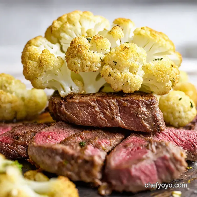 Roasted Cauliflower Steak with Garlic Herb Butter presentation