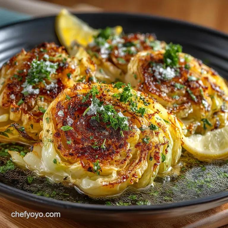 Cracking Good OvenRoasted Garlic Herb Cabbage Steaks with Lemon Drizzle presentation
