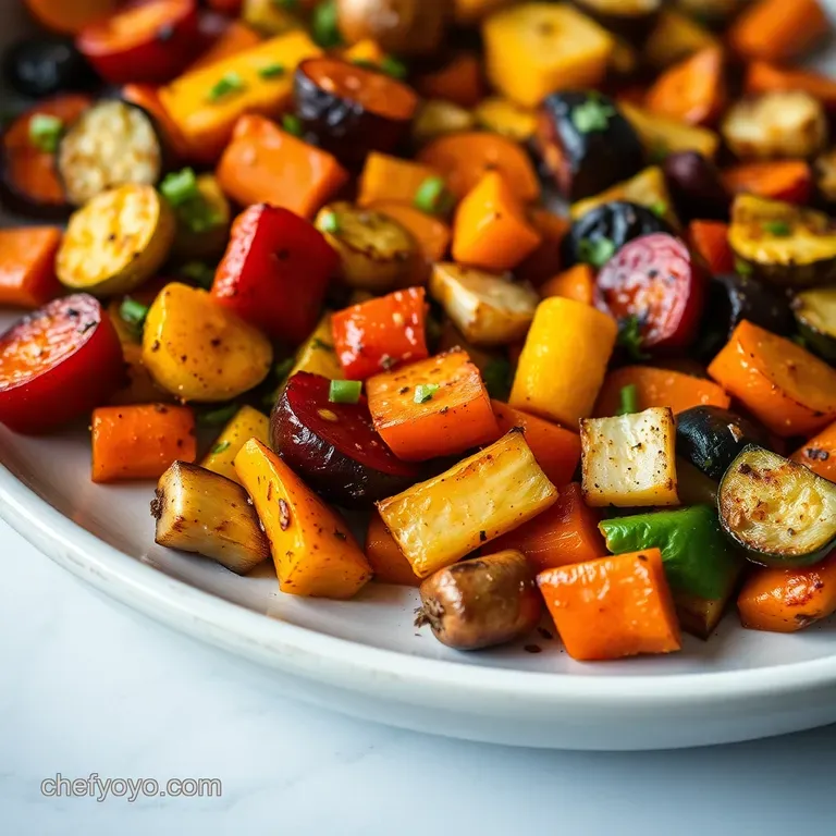 Roasted Rainbow Veggies with Lemon-Herb Vinaigrette presentation