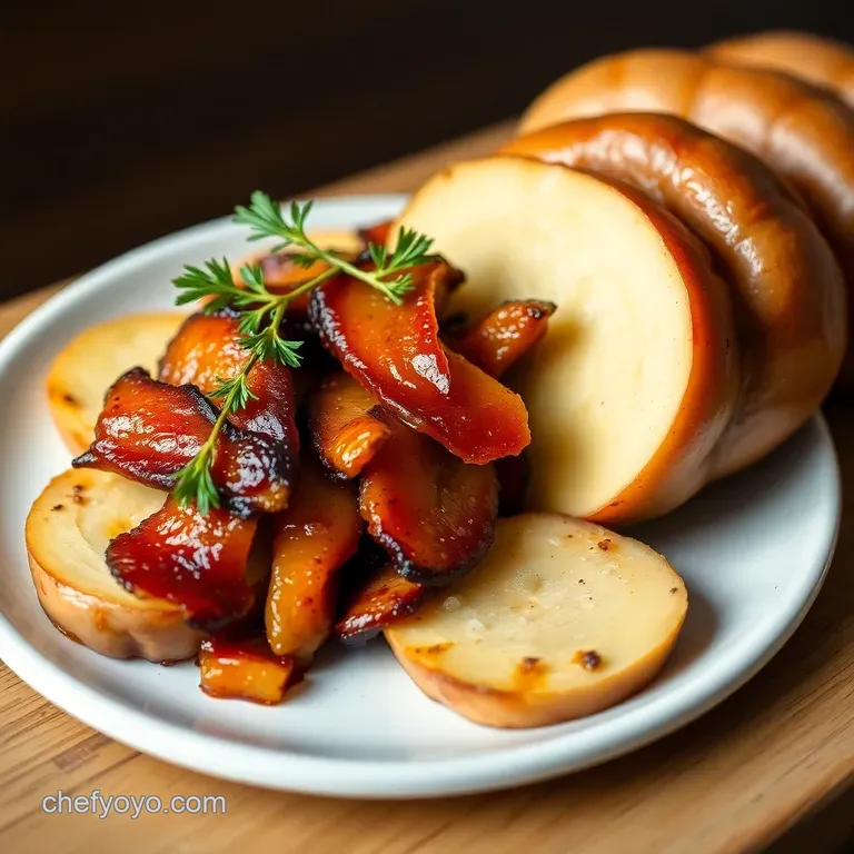 Roasted Rutabaga with Maple-Glazed Bacon and Sage presentation