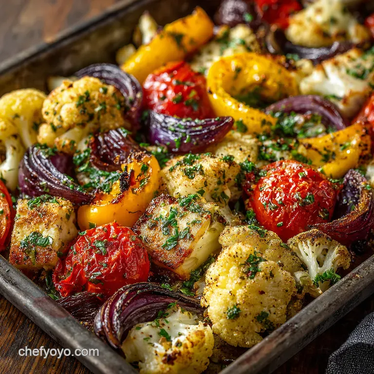 Roasted Vegetable and Halloumi Traybake with LemonHerb Dressing