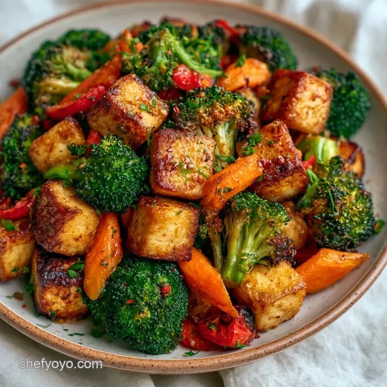 Crispy Roasted Veggie Tofu Bowl