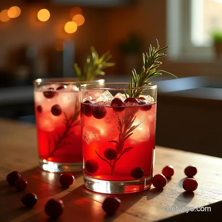 The Yuletide Sparkler Rosemary Cranberry Zeroproof Punch presentation