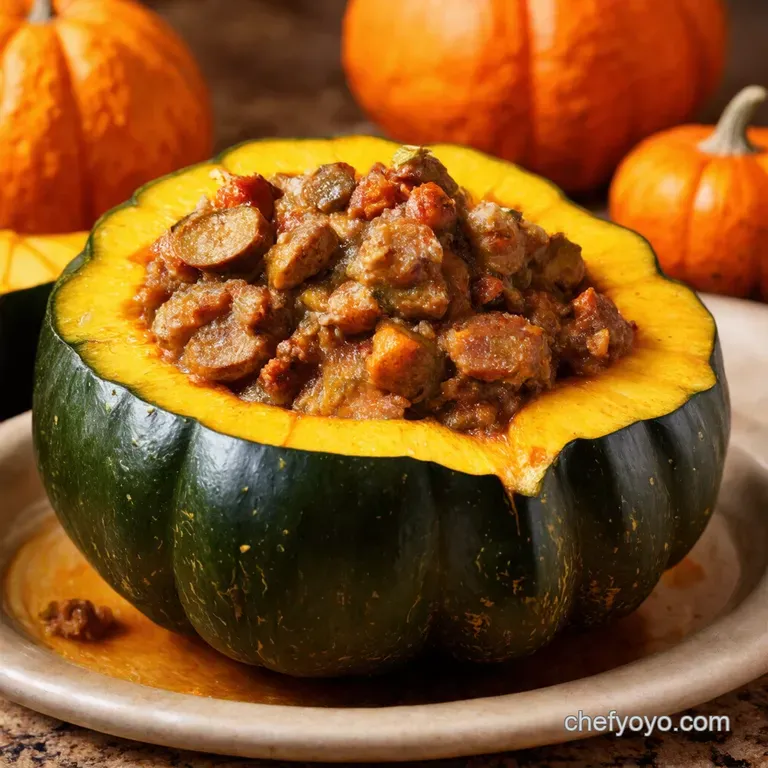 Sausage Apple and Sage Stuffed Acorn Squash presentation