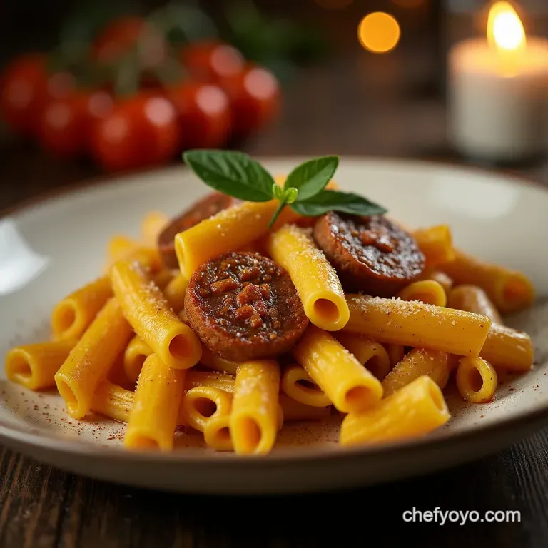 The Golden Harvest Pasta Sage Sausage Butternut Swirl presentation