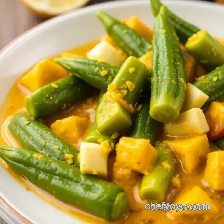 Savoring Delightful Okra in Coconut Curry presentation