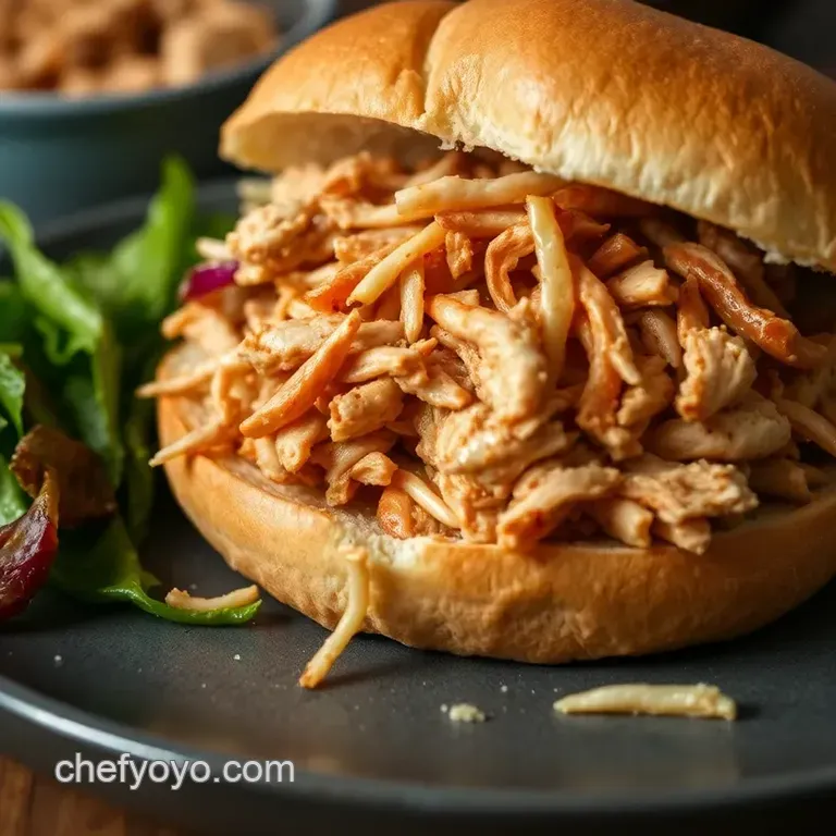 Savory Shredded Chicken Sandwiches with Tangy Slaw presentation