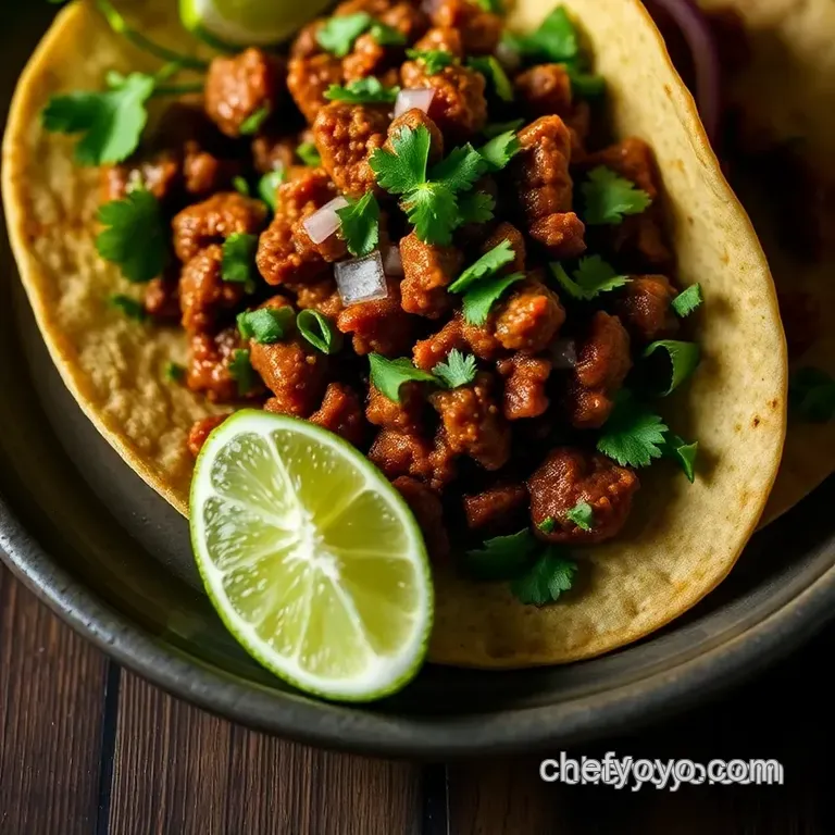 Savory Soy Chorizo Tacos with Avocado and Cilantro presentation