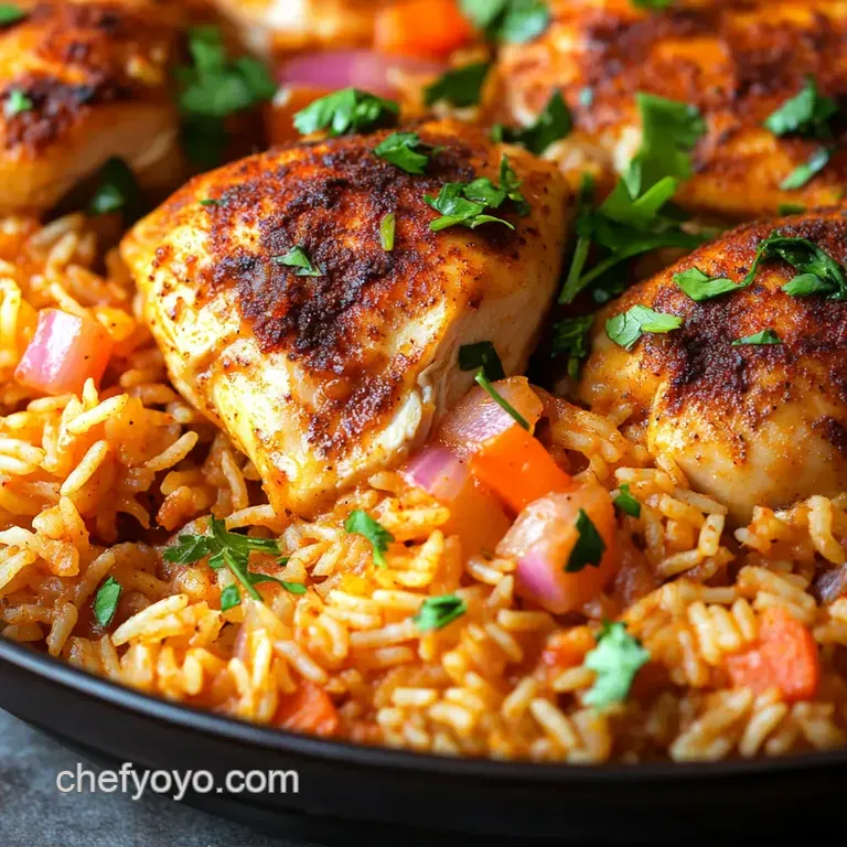 Sazon-Spiced Chicken & Rice presentation