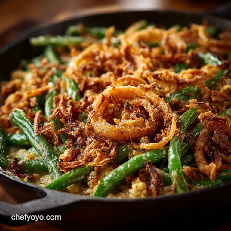 Green Bean Casserole: the Ultimate Scratch-Made Recipe with Crispy Shallots presentation