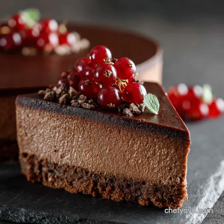 No Bake Chocolate Cheesecake: the Easiest Silkiest Dark Chocolate Dessert Guaranteed. presentation
