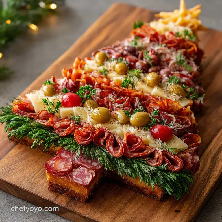 Christmas Tree Shaped Charcuterie Board: the Ultimate Easy Holiday Appetizer presentation