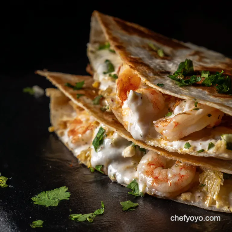 Sizzling Shrimp Quesadillas with Chipotle Crema presentation