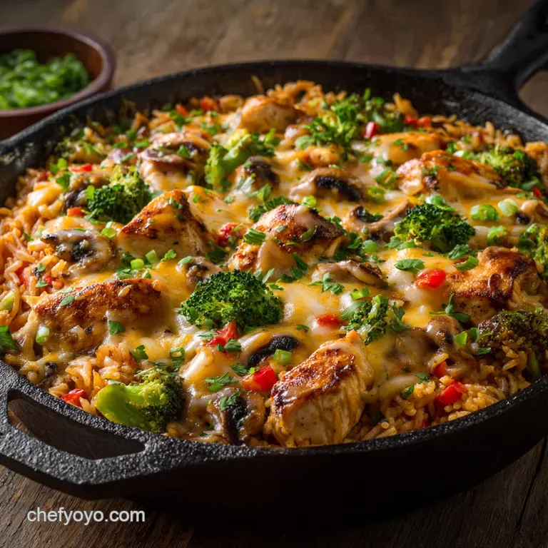 Skillet Cheesy Chicken and Veggie Rice: the Ultimate One-Pan Comfort Meal presentation