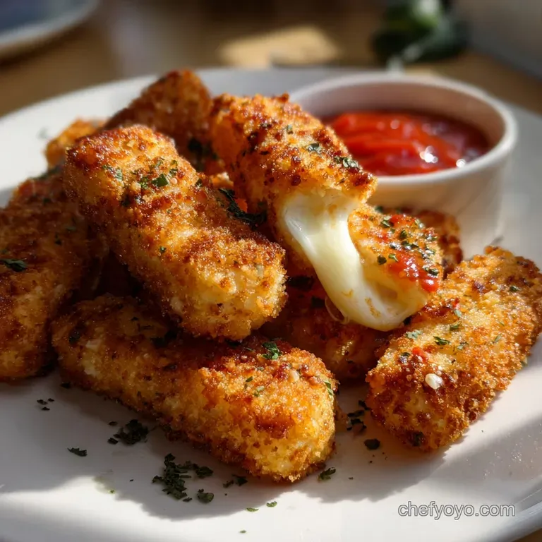 Skinny Baked Mozzarella Sticks: Crispy Easy presentation