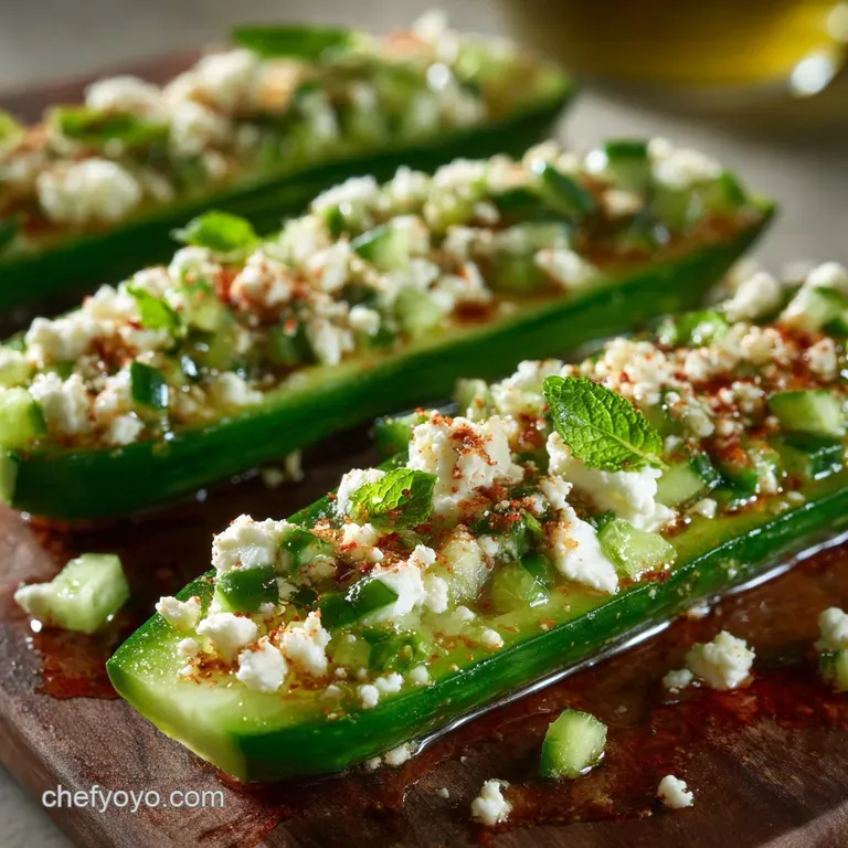 Skinny Appetizers: Zesty Mediterranean Cucumber Boats presentation