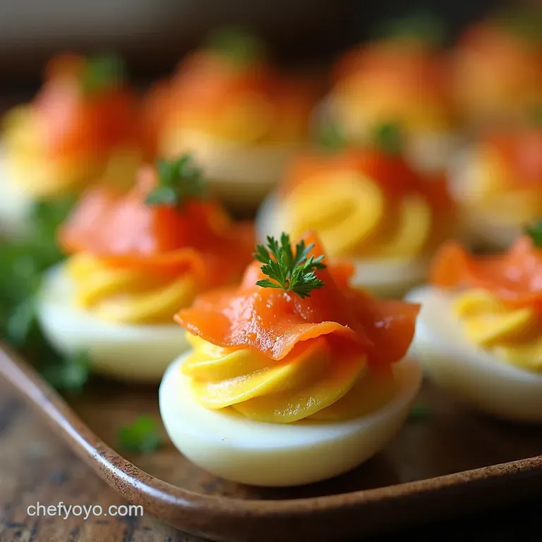 Smoked Salmon Dill Deviled Eggs Easter Eggstravaganza presentation
