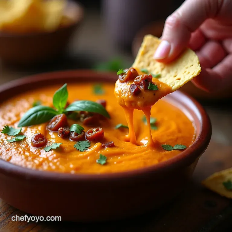 The Ultimate Smokin Cowboy Queso Fireroasted Dip with Chorizo presentation