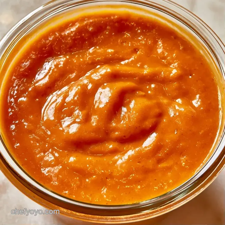 A small ceramic bowl of bright orange sauce surrounded by roasted garlic cloves and charred habanero peppers.