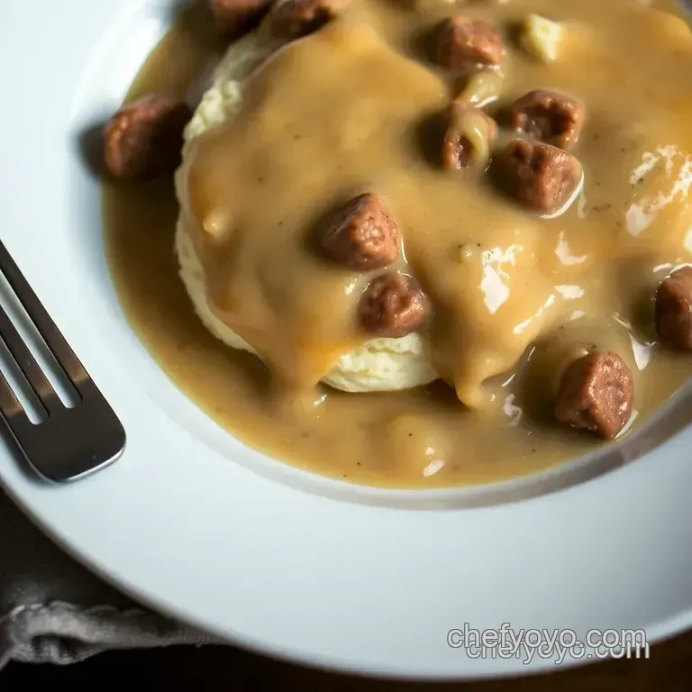 Southern Comfort: Homemade Sausage Biscuits and Gravy presentation