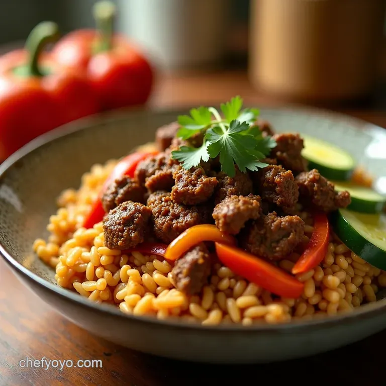 Speedy Beef Bell Pepper Rice Bowls presentation