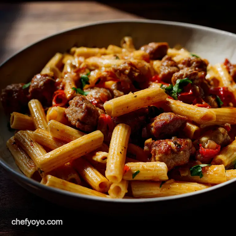 Speedy Sausage Tomato Pasta presentation