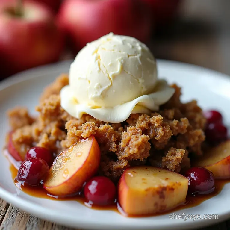 Spiced Apple Cranberry Crumble with Maple Oat Topping