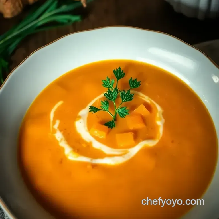 Spiced Carrot and Ginger Soup presentation