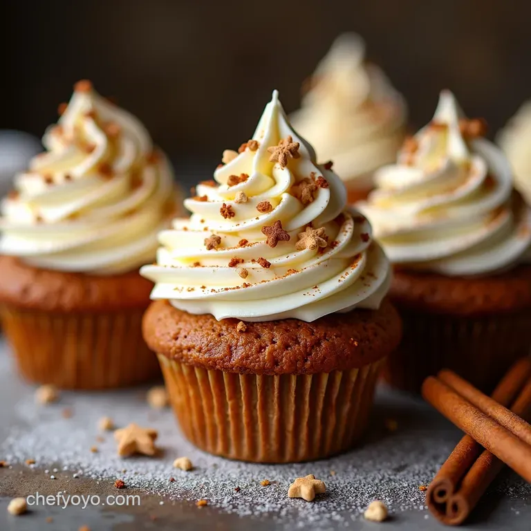 Spiced Gingerbread Winter Cupcakes with Vanilla Bean Frosting