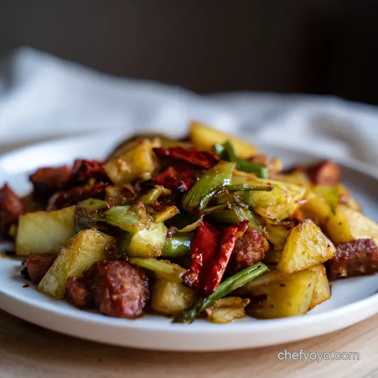 Spicy Chayote and Chorizo StirFry A Fiesta in a Pan