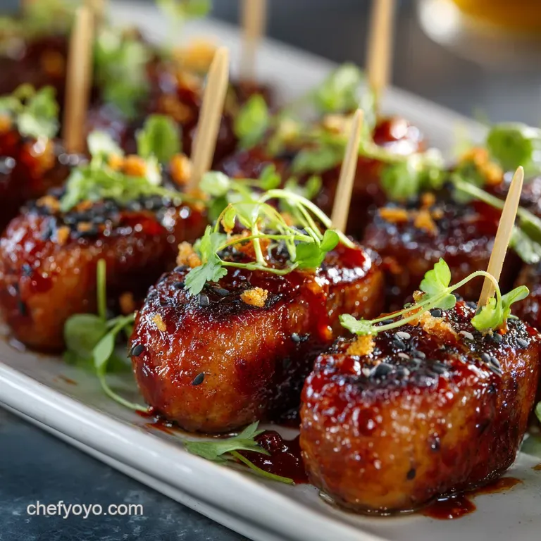 Game Day Appetizers: the Best Sweet Spicy Gochujang Sausage Bites presentation
