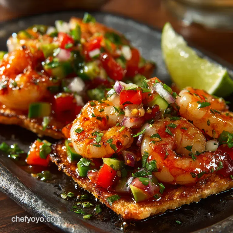 Spicy Shrimp Ceviche Tostadas presentation
