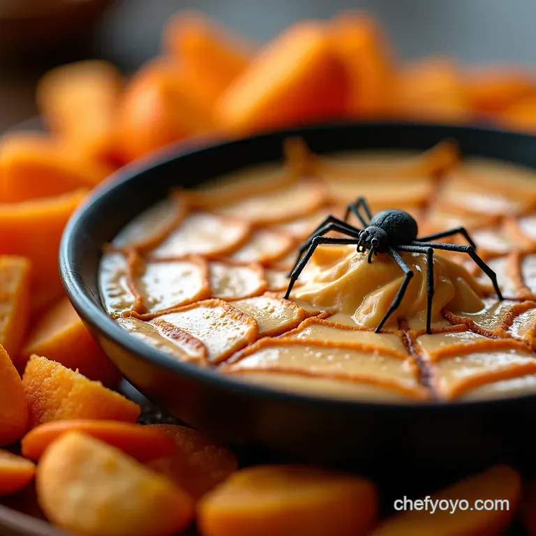 Spooktacular Spider Web Dip Served with Halloween Crackers