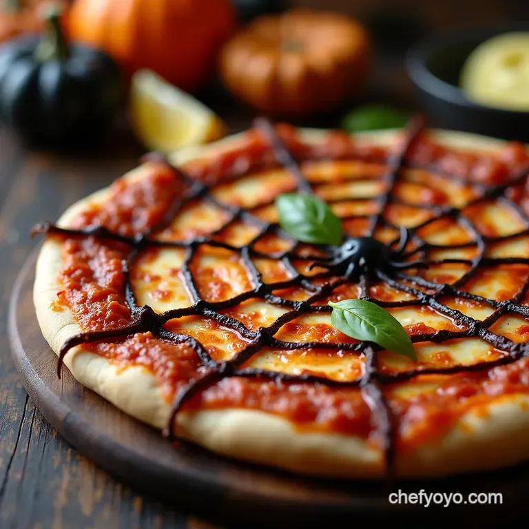 Spooky Spiderweb Pizza presentation