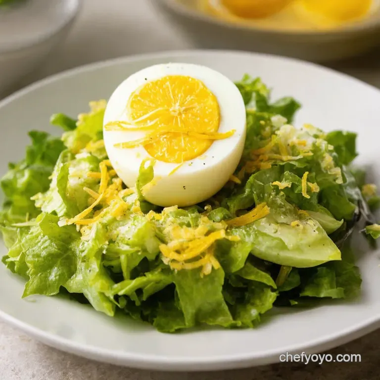 Spring Salad with HoneyLemon Vinaigrette and Boiled Egg presentation