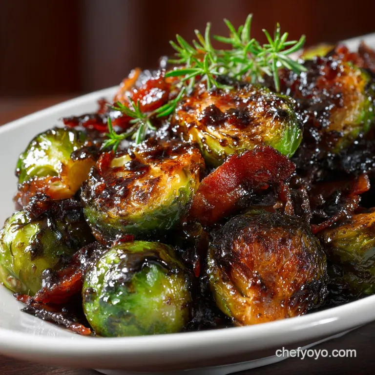 Sticky Balsamic Brussels Sprouts Bacon Crispy Brus: Our Ultimate Holiday Side Dish presentation