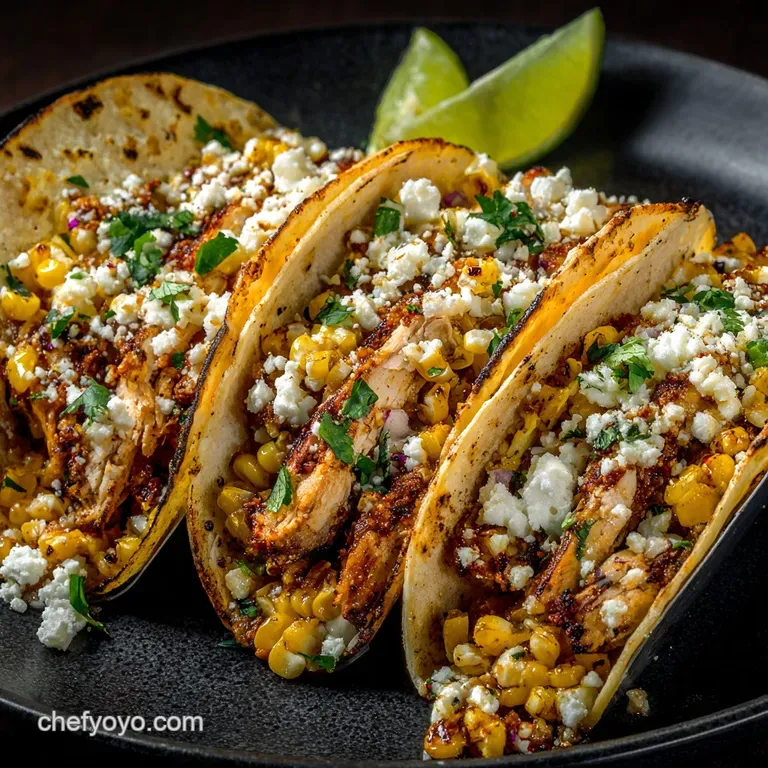 Mexican Street Corn Chicken Tacos: Ultimate Smoky Elote Tacos presentation
