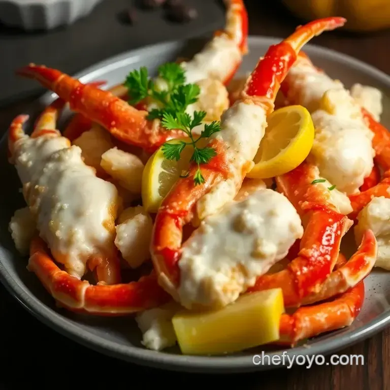 Sublime King Crab Legs with Garlic Butter presentation