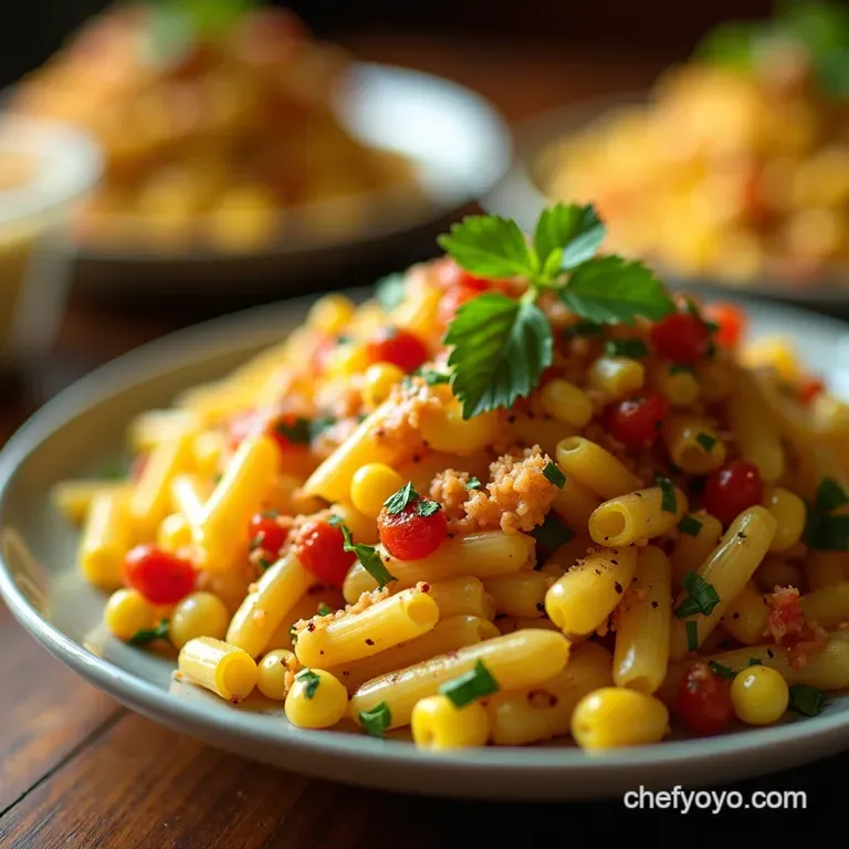 Sunshine Smoke Healthy Street Corn Pasta Salad the Lighter Elote presentation